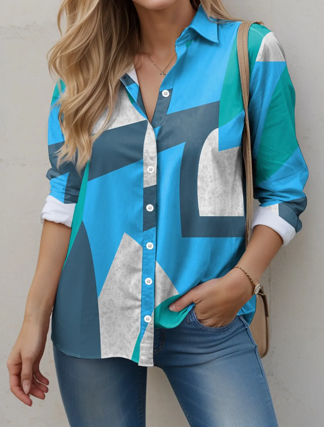 Women's Patchwork Shirt Long Sleeve Fashion Women's Tops 2024 Multicolor Tops Womens Loose Shirt Basic Casual Ol Ladies Clothing