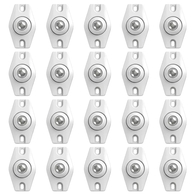 AB45 White 20Pcs Mini Caster Wheels, 360° Swivel Sticky Appliance Rollers, Quiet Small Self-Adhesive Casters For Trash Can