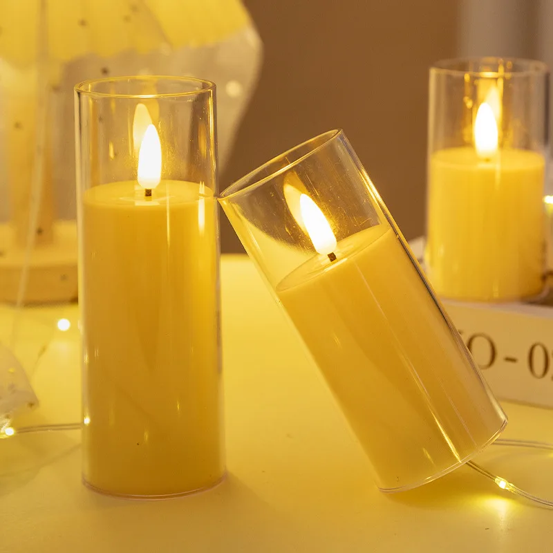 9 pezzi LED candele senza fiamma simulazione di luce acrilico matrimonio romantico candela lampada con telecomando festa di Natale decorazioni per la casa