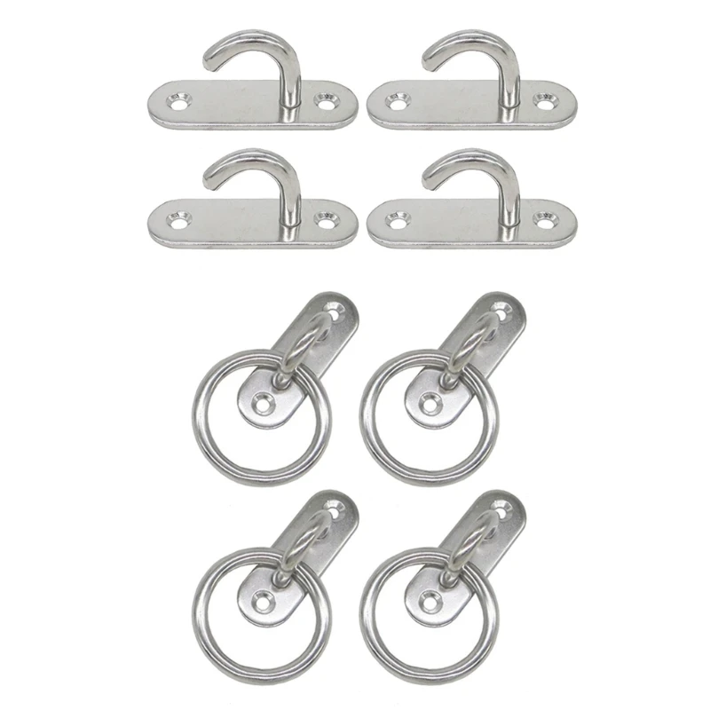 

4Pcs Stainless Steels Pad Eye Plate Hook Heavy Duty Ceiling Hammock Hook