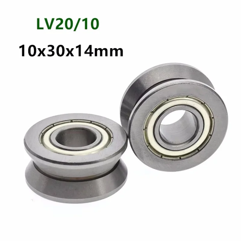 5pcs/20pcs LV20/10 LV20/10ZZ 10x30x14mm V groove ball bearing Traces walking guide rail bearings 10*30*14mm pulley roller wheel