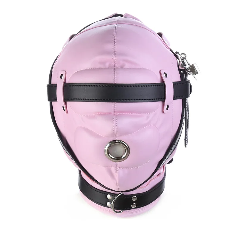 Unisex Leather SM Padded Hood Mask Blindfold Head Harness Mask  BDSM Bondage Masks Sex Toys For Couples Kit Cosplay Accessories