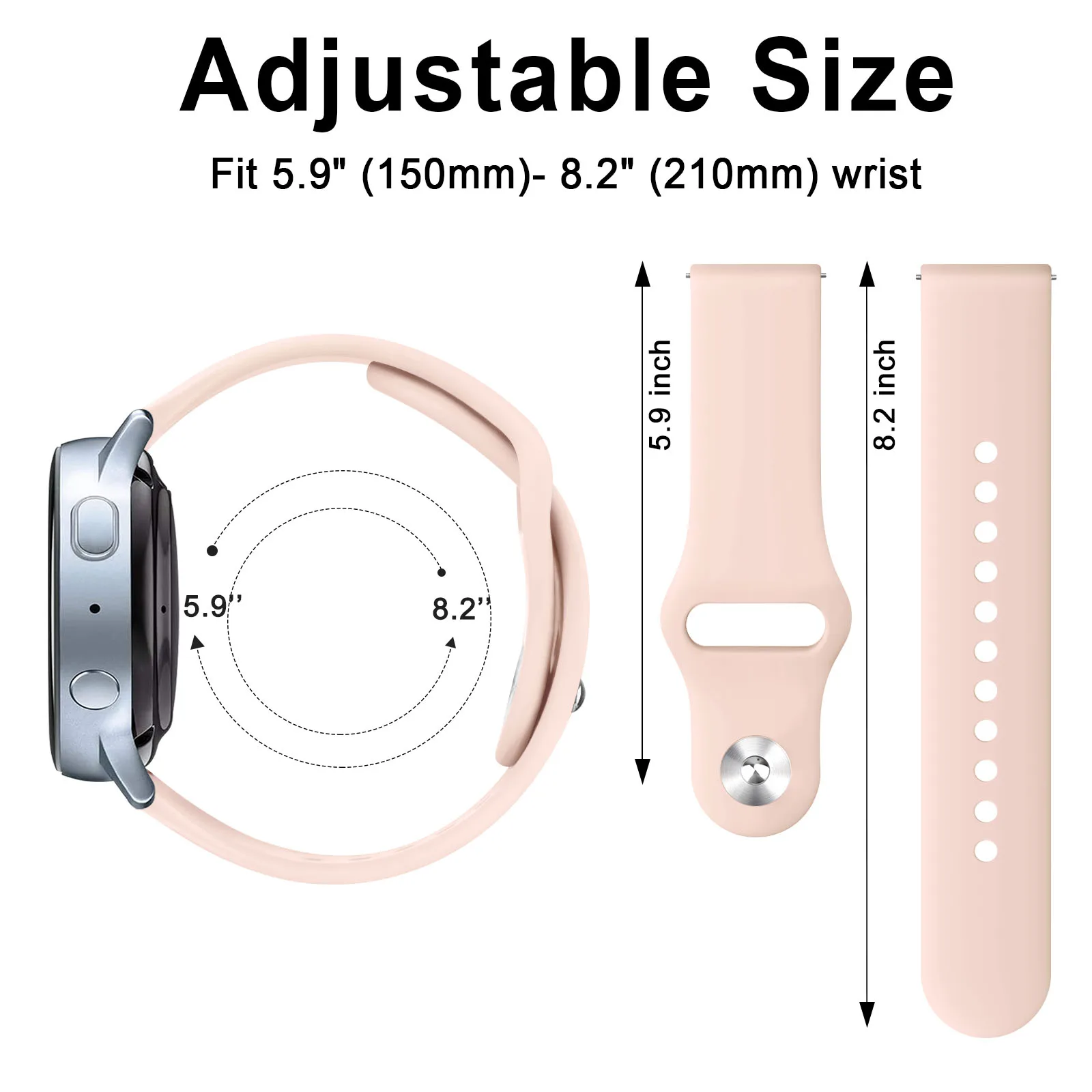 20mm 22mm Silicone Band For Garmin Forerunner 55 158 245 265 music/Vivoactive 3 4/Venu 2 Plus/Venu Sq/Vivomove 3 Strap Bracelet