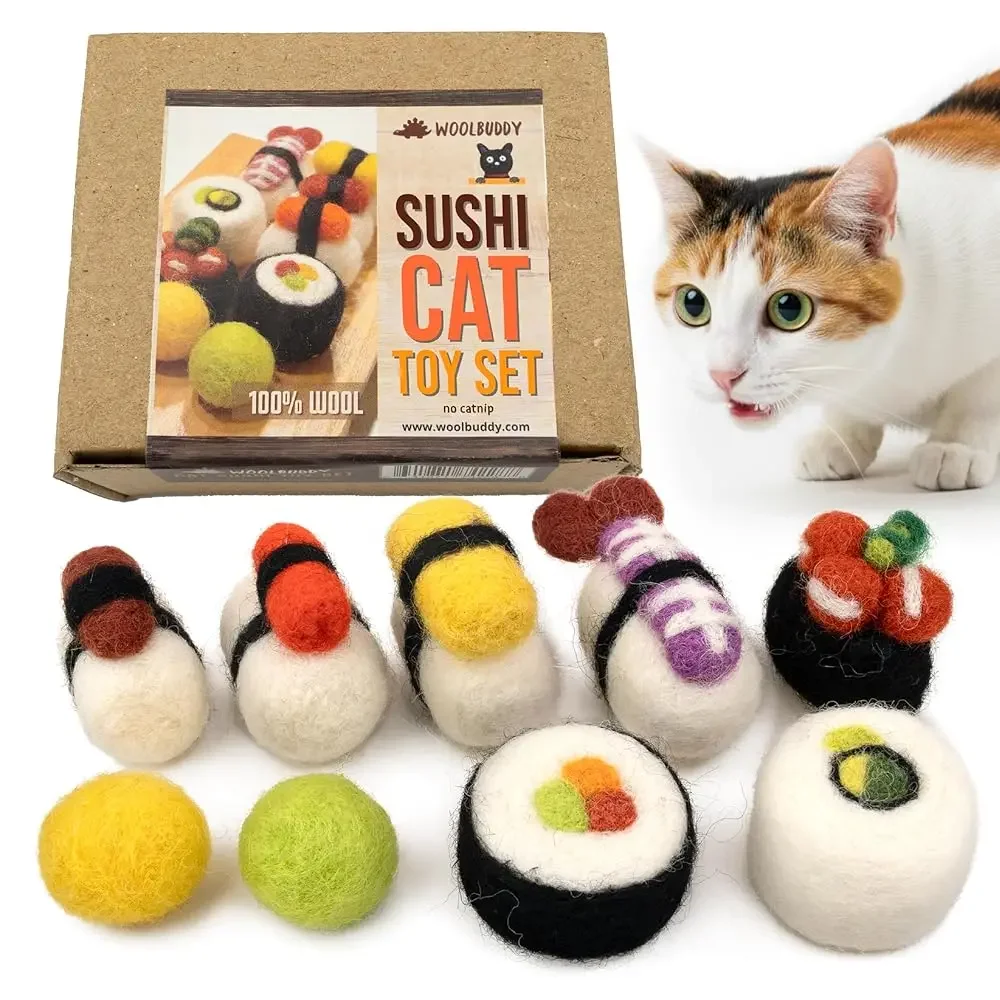 

Набор игрушек для кошек Sushi Cat – интерактивные игрушки из войлока для домашних кошек и котят, без кошачьей мяты, прочные, милые развивающие игрушки для Бор