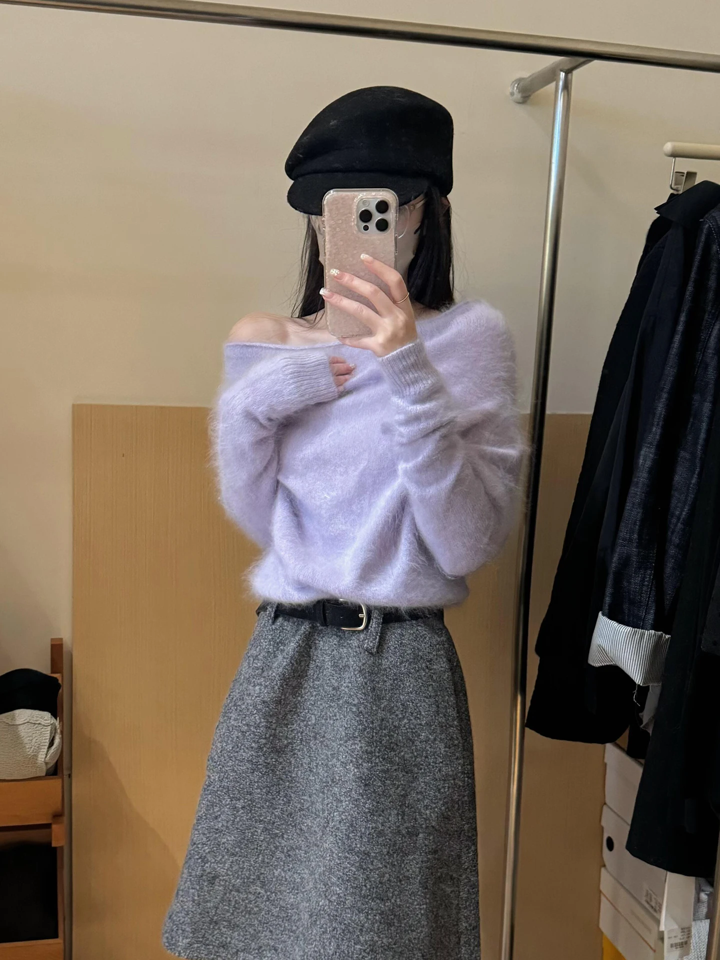 한국 스타일 어깨 노출 롱 슬리브 니트 베이스 셔츠 여성용 가을 겨울 우아하고 아름다운 스웨터 이너웨어 탑