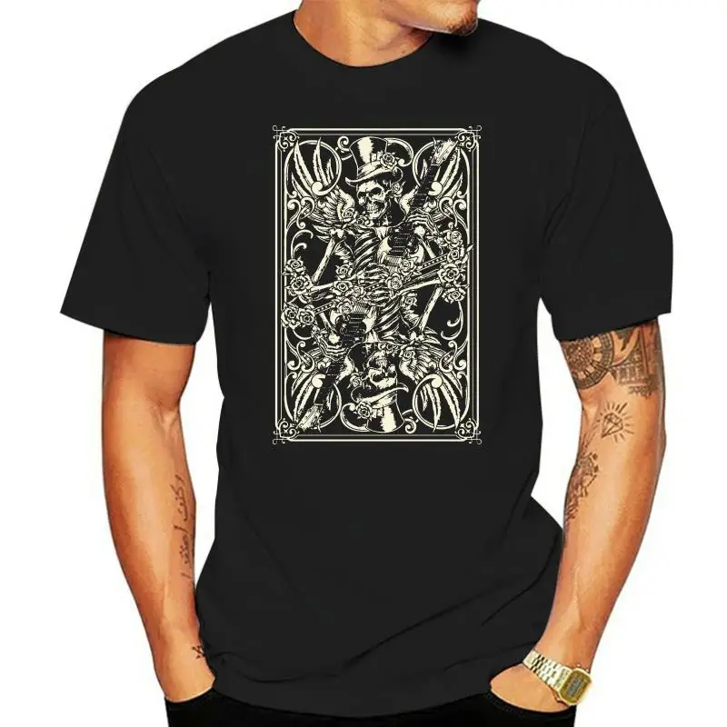 Skeleton Playing Card Men Women's T-Shirt - Goth Emo Tattoo Skull Cool Casual pride t shirt  Unisex Fashion tshirt free shipping