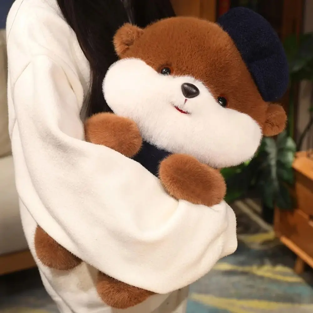 Jouets en peluche d'animaux, castor moelleux, Collection de poupées, dessin animé, petite loutre, jouet en peluche d'écureuil mignon de 35cm, décoration de maison