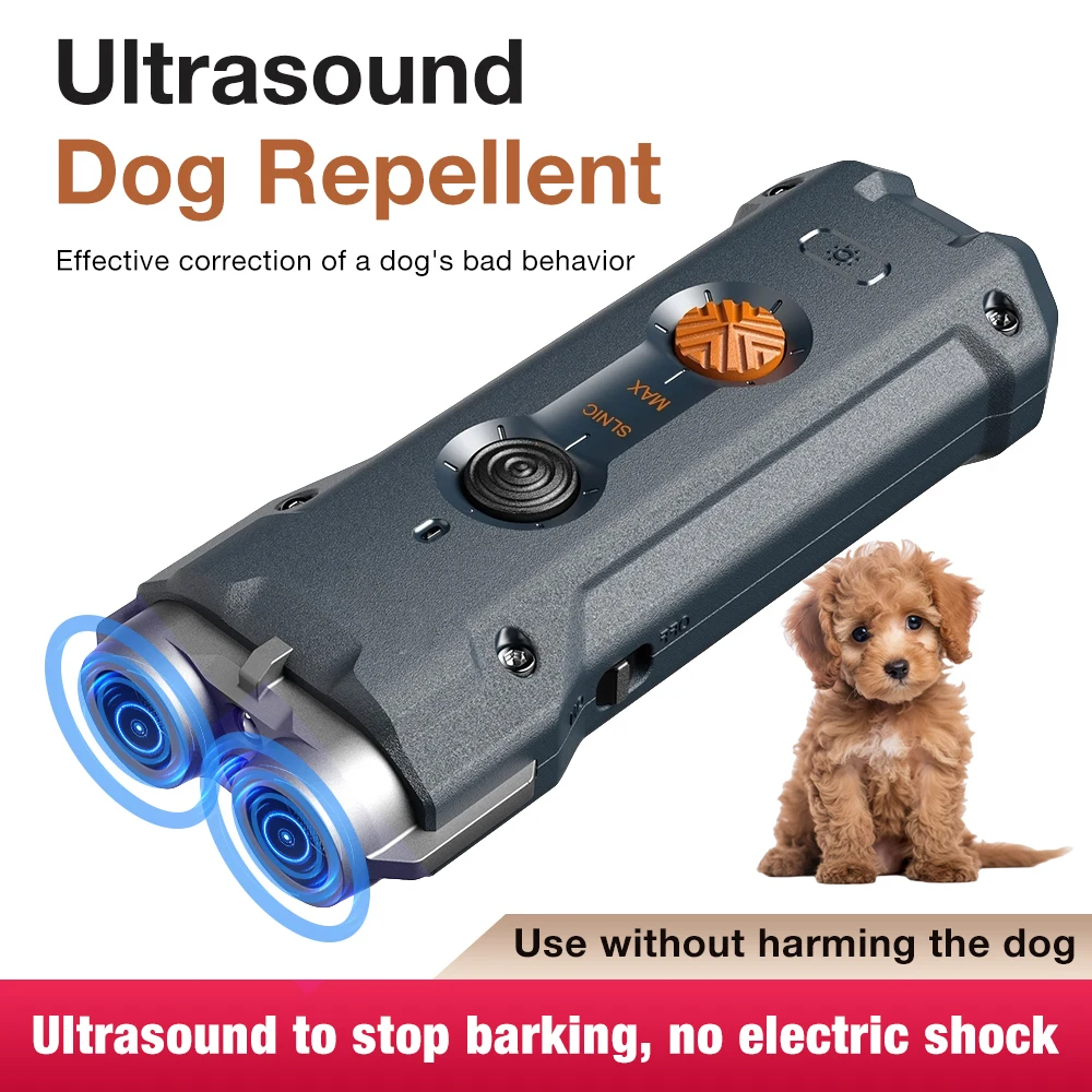 

Ультразвуковой отпугиватель собак, сигнализация для собак, отпугивающее устройство против лая, тренировочное устройство, перезаряжаемый мощный отпугиватель собак с фонариком