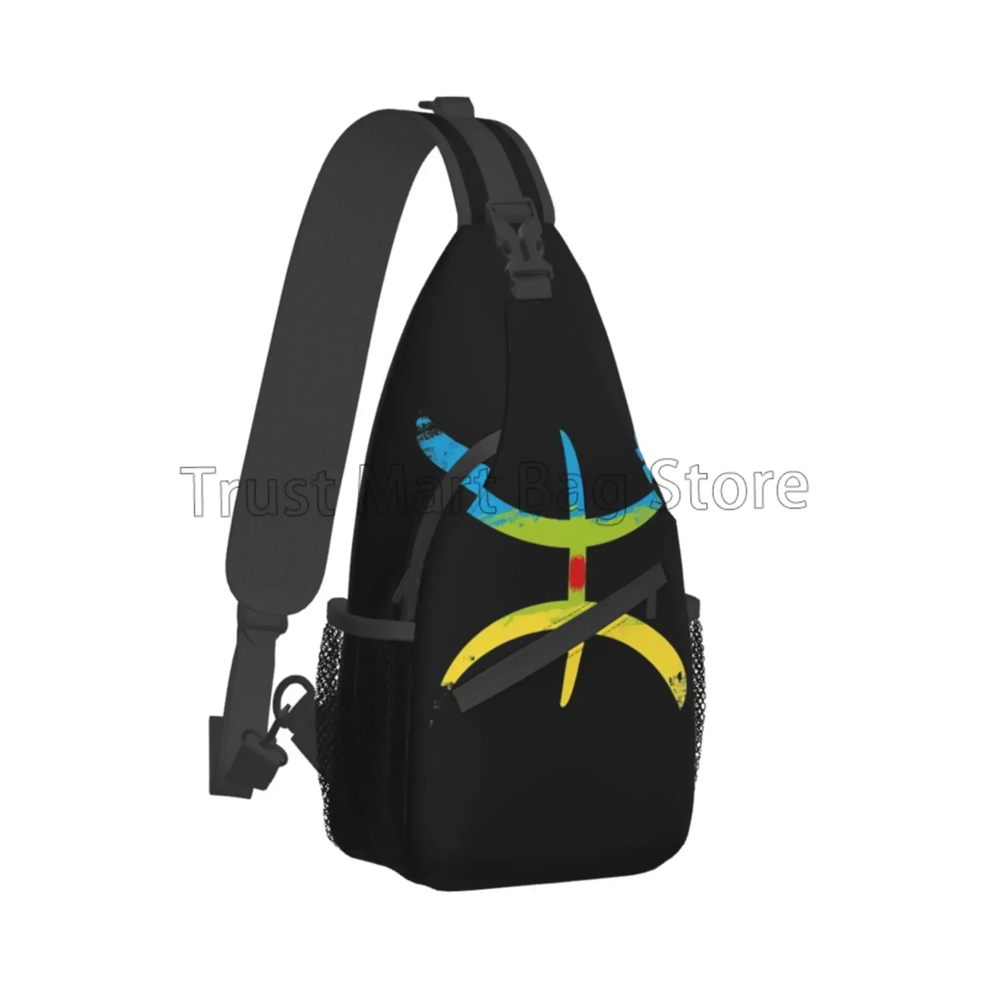 Kabyle Amazigh Flag Sling Bag Crossbody Shoulder Bag Casual Sling Backpack Chest Bag Travel Hiking Daypack for Outdoor Sports