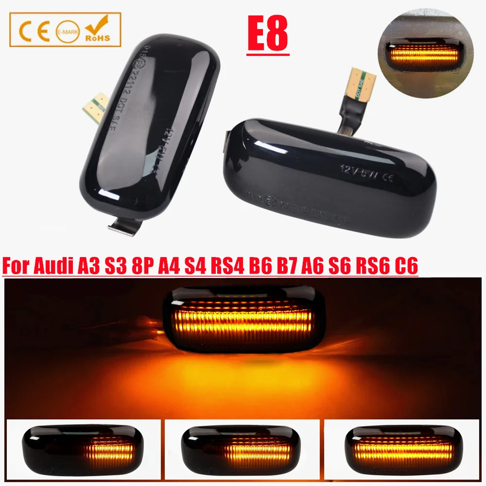 LED Side Wing Marker Dynamic Turn Signal Blinker Startup Breath Light For Audi A3 S3 8P A4 S4 RS4 B6 B7 B8 A6 S6 RS6 C5 C7