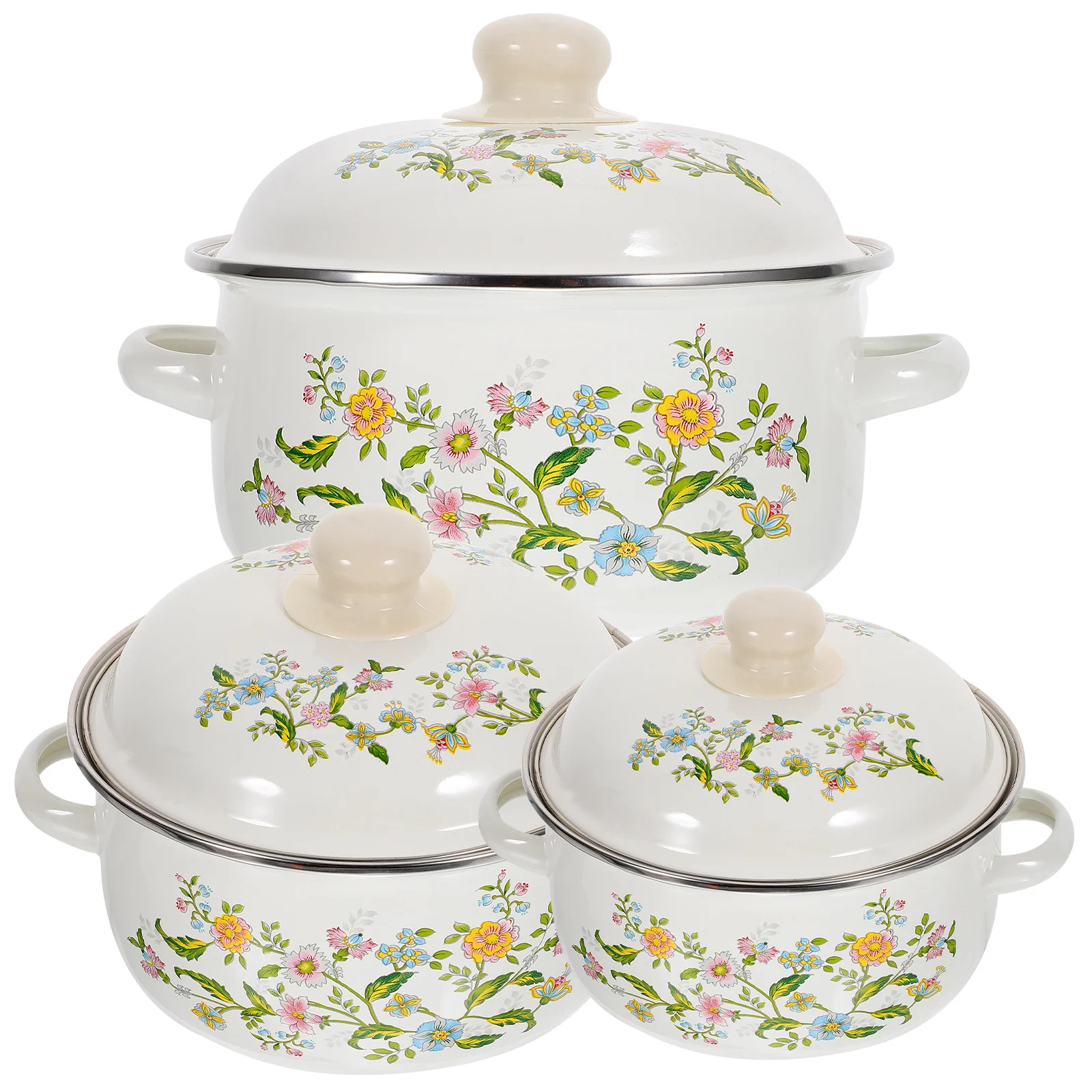 

3pcs Mini Soup Pot Set Enamel Cooking Pots For Stove Pan Small Saucepan Heat Resistant Kitchenware Stockpot For Noodles