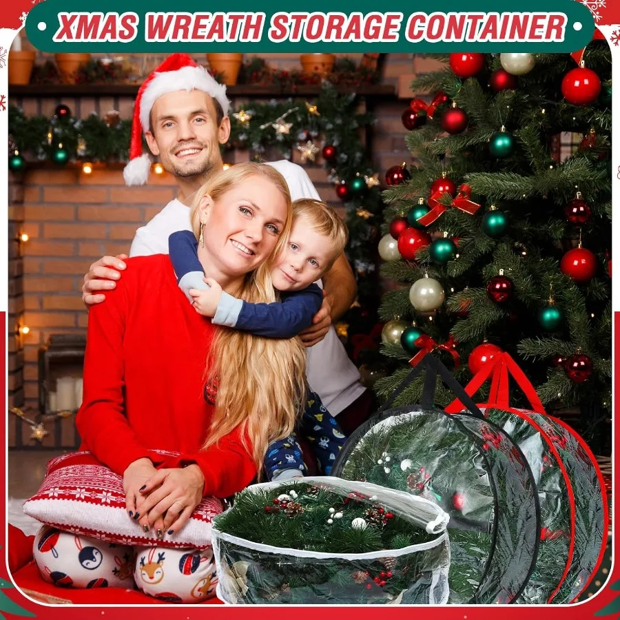 6 قطعة إكليل عيد الميلاد الشفاف حقيبة التخزين إكليل تخزين الحاويات مع تحديد حزام إكليل صندوق تخزين مع مقابض ل ng Garl