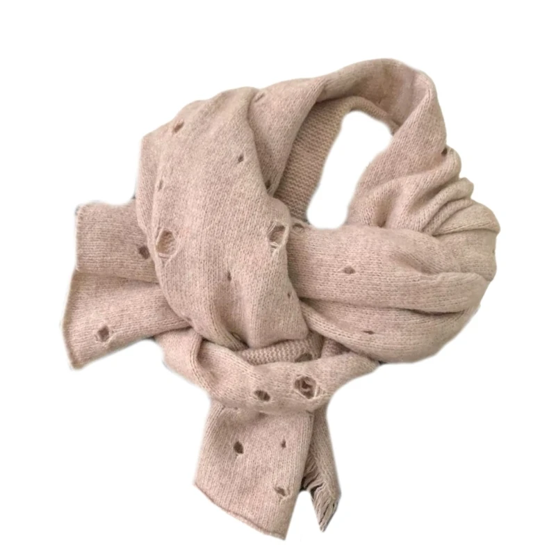 Femmes écharpe en détresse petit col chaud tricoté cou chaud foulard col automne hiver cou écharpe