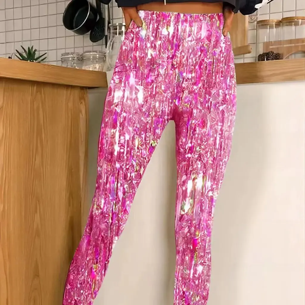 

Women's Casual Shiny Printed Sweatpants And Leggings European American Fashion Trendy Bottoms