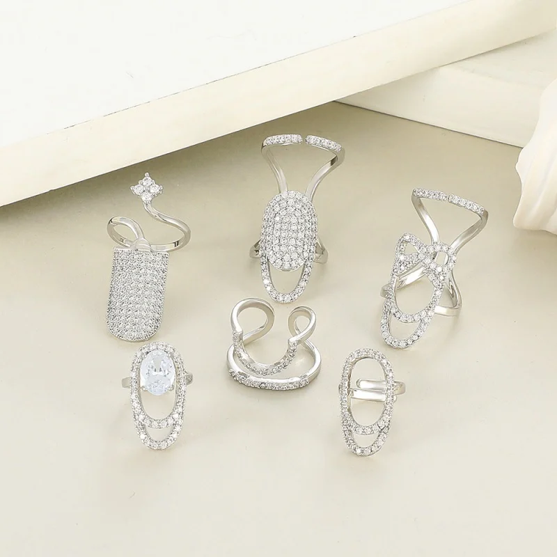 New Zircon Open Nail Ring For Women, Charming And Exquisite Manicure, Nail Set, Ring Jewelry Gift