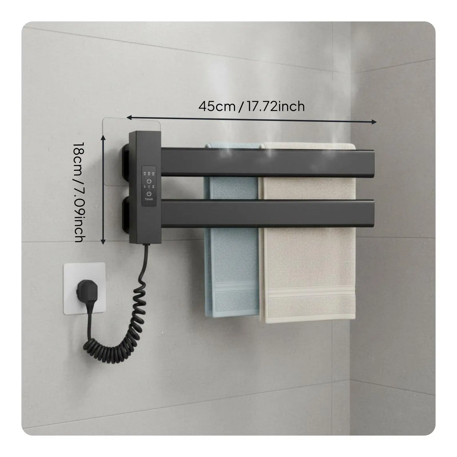Smart Towel Heating Rack easy Installation Electric Towel Warmer Quick Dehumidifying Lavatory Heater