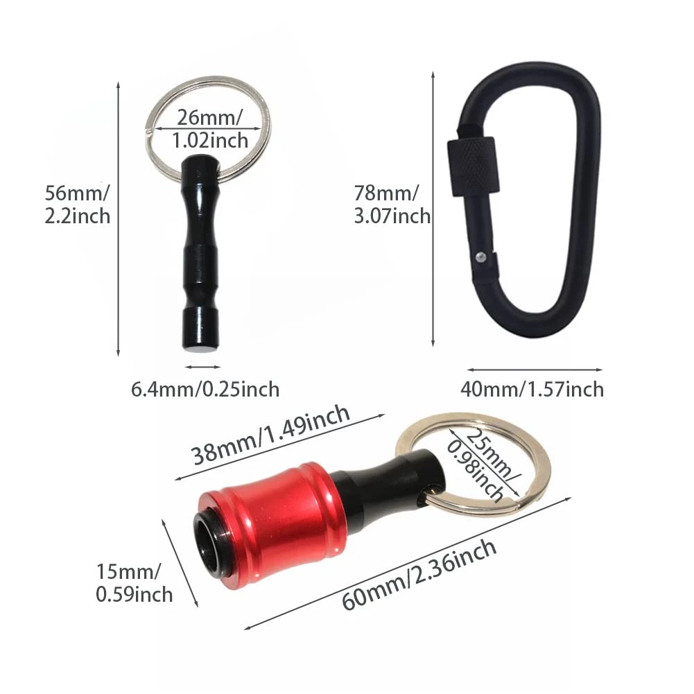 Keychian ดอกสว่านก้านหกเหลี่ยม1/4นิ้ว12ชิ้นแท่งต่อพวงกุญแจอะแดปเตอร์เบ้าปลั๊กที่ใส่ข้อต่อไขควง