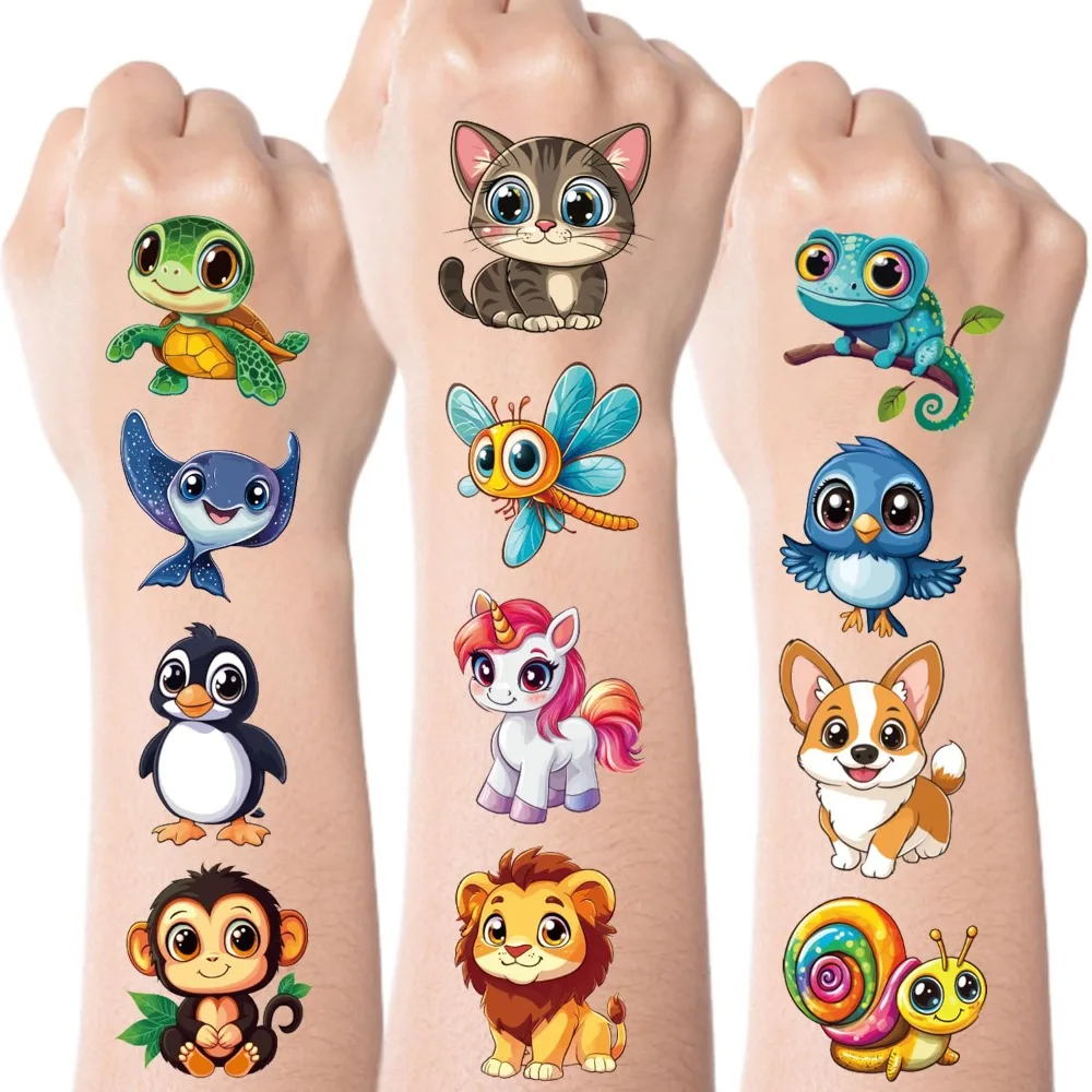 

Larger Temporary Tattoos For Kids, 102 Styles Mixed Cute Animals Stickers Birthday Party Favors for Kids 3-5 4-8, Goodie