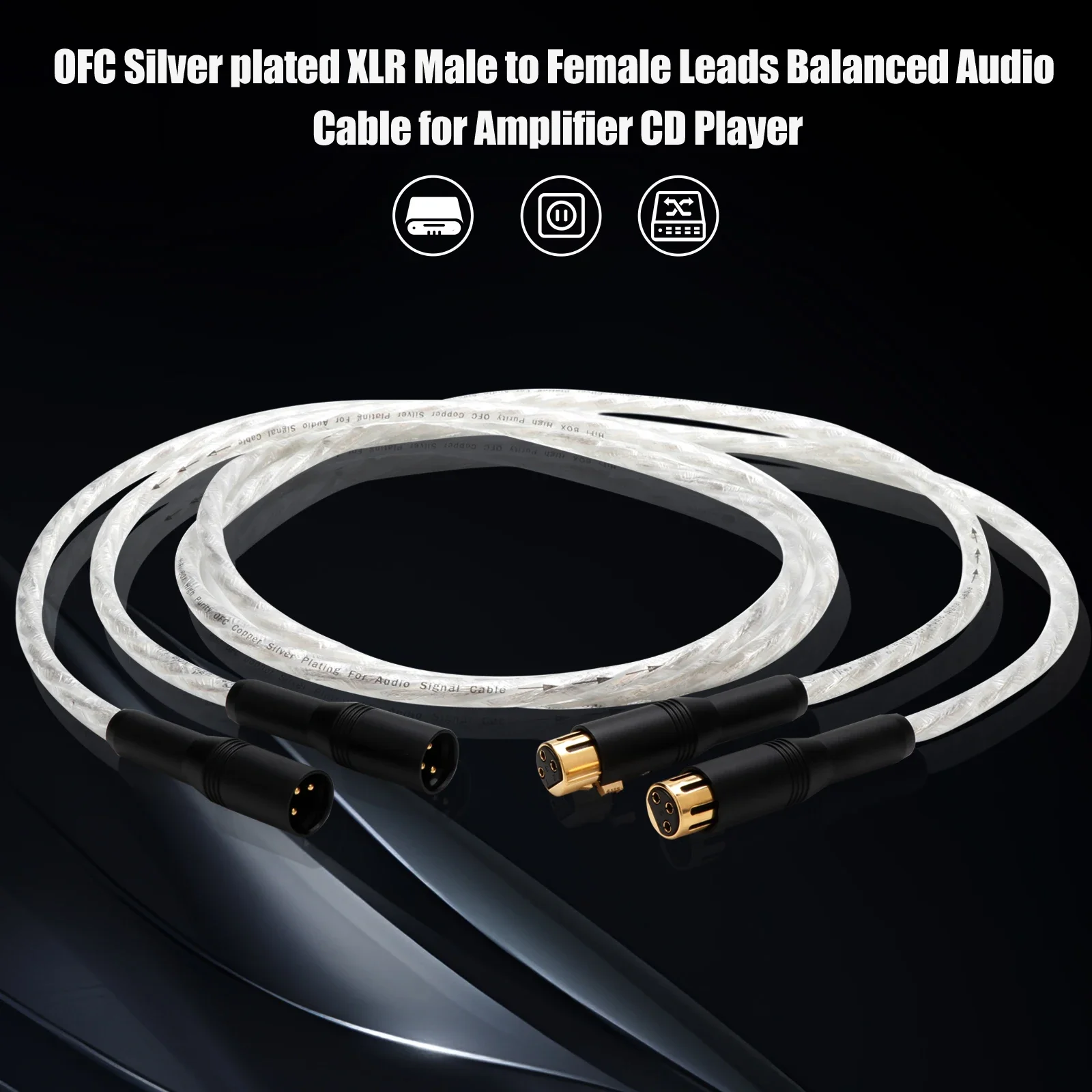 HIFI BOX OFC Silver Plated XLR Male to Female Balanced Audio Cable for Amplifier and CD Player: High-Quality Sound Transmission