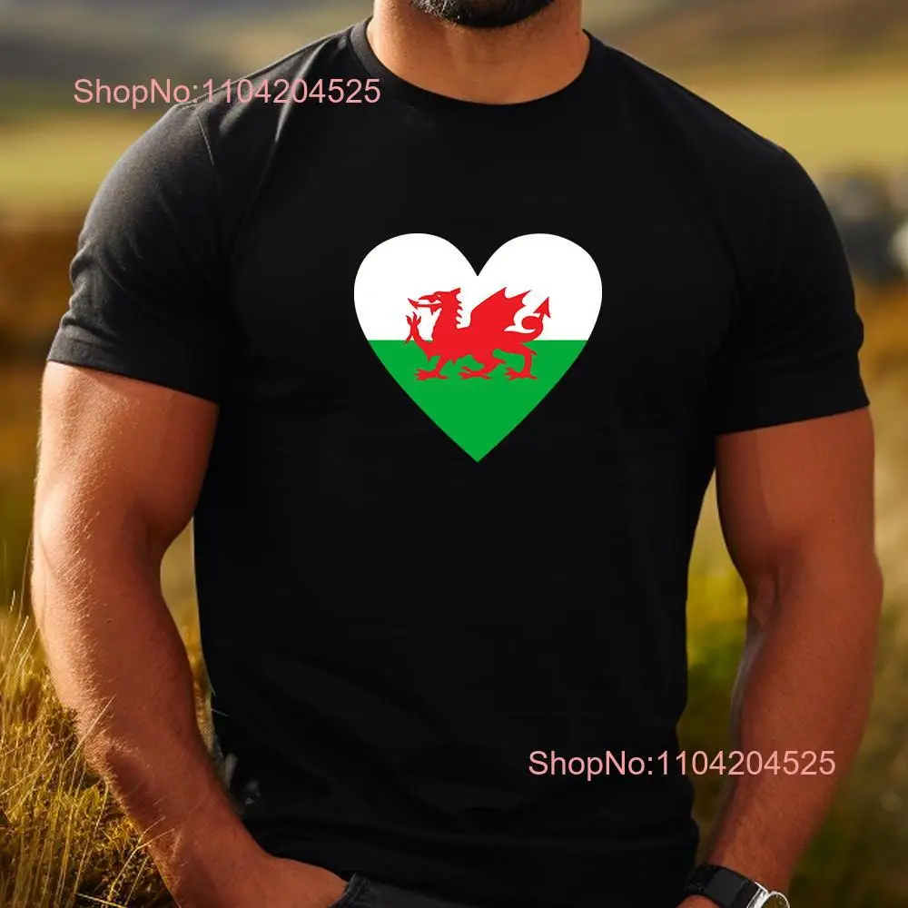 Wales Heart Flag T shirt Mens Boys Top Birthday Christmas long or short sleeves