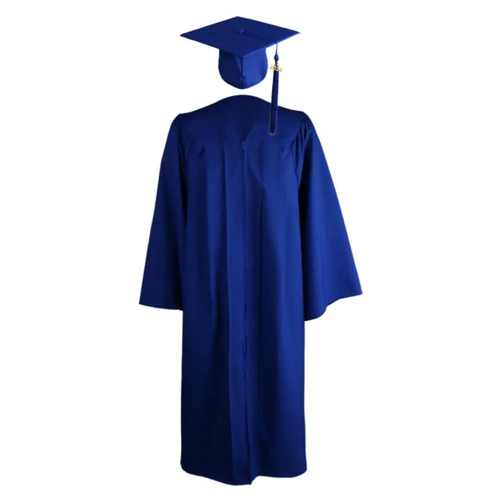 2023 Academic Dress Robe Solid Tassel Master Cap Academic Gown Formal Uniform Women Men Adults Commencement Mortarboard Set