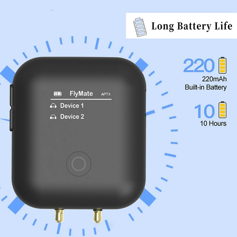 Fly01 Bluetooth 5.0 Transmitter For Airplane Audio,Aptx HD Transmitter With 3.5 Mm Jack Audio Adapter Dongle