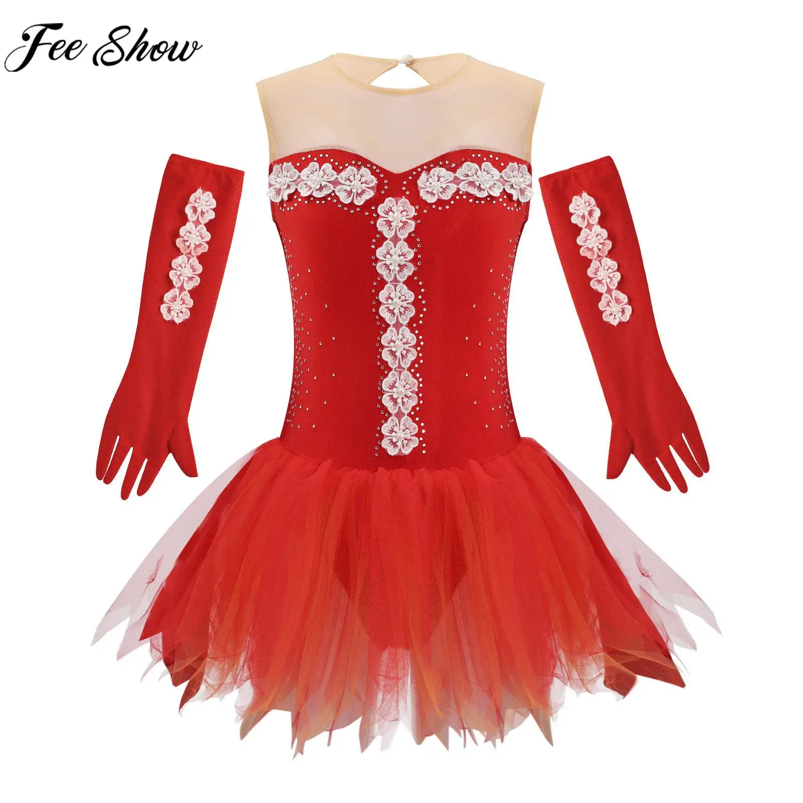 collant-de-malha-strass-brilhante-sem-mangas-com-luvas-para-meninas-vestido-de-patinacao-artistica-traje-de-bale-e-ginastica-tutu-com-luvas
