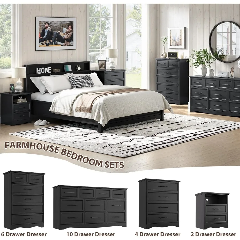 خزانة ملابس لغرفة النوم، 6 خزائن ذات أدراج حديثة، خزانة ذات أدراج بطول 44 بوصة مع مقبض معدني مصقول، منظمات خزانة خشبية