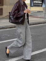 Nibber Zipper Jacket Woman Faux Leather Autumn Trend Lapel Full Sleeve Hottie High Street Fashion Versatile Style Basic Coats 3