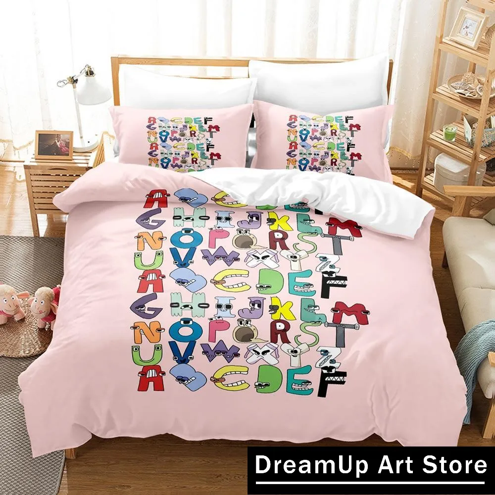 Cartoon 26 Alphabet Lore Bedding Set Cute Quilt Cover Bed Cover With Pillowcase Twin Single Queen King Size Boys Adult