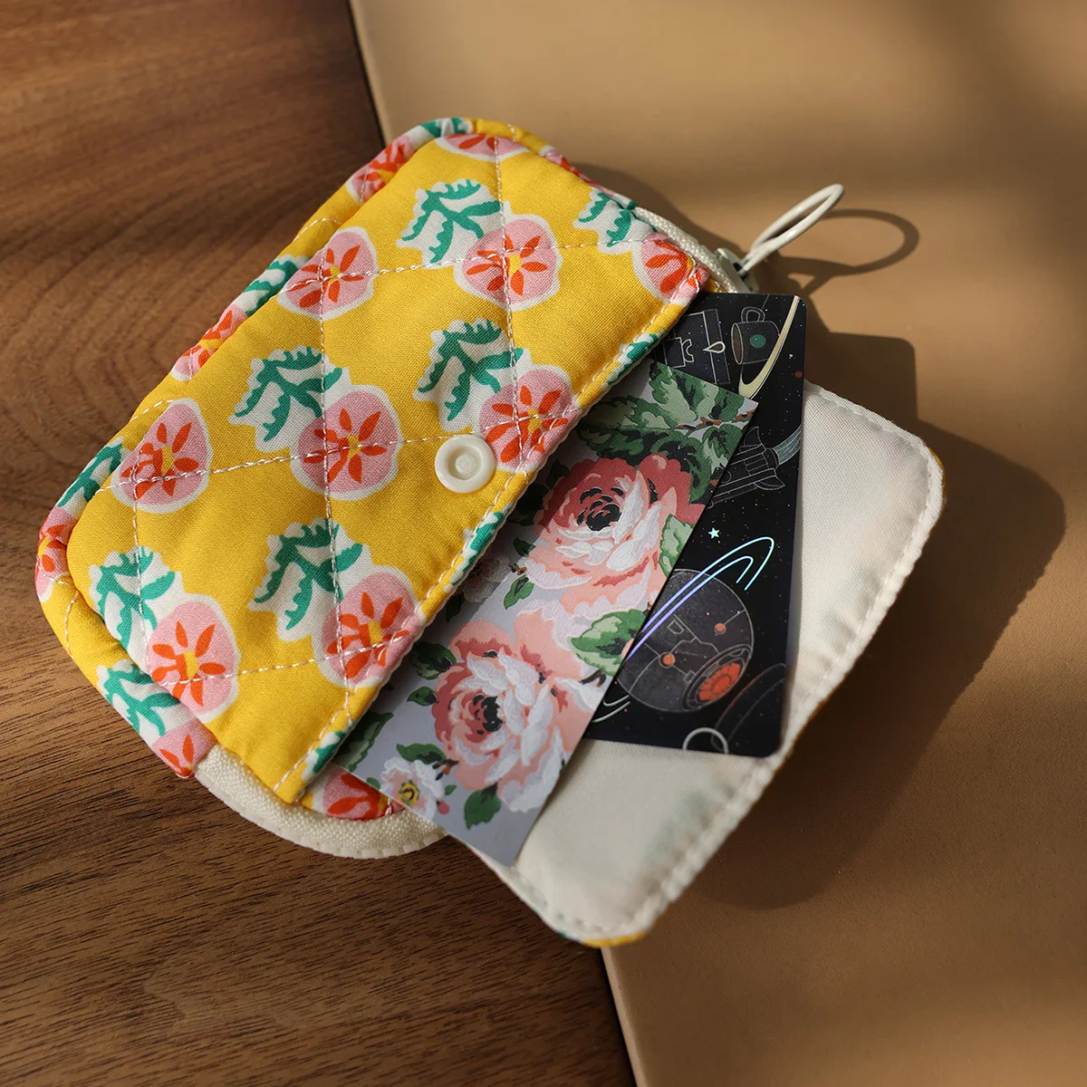 Portable Small Female Multi-Funcational Coin Purse Mini Floral Cartoon Flower Cute Card Package Storage Bag