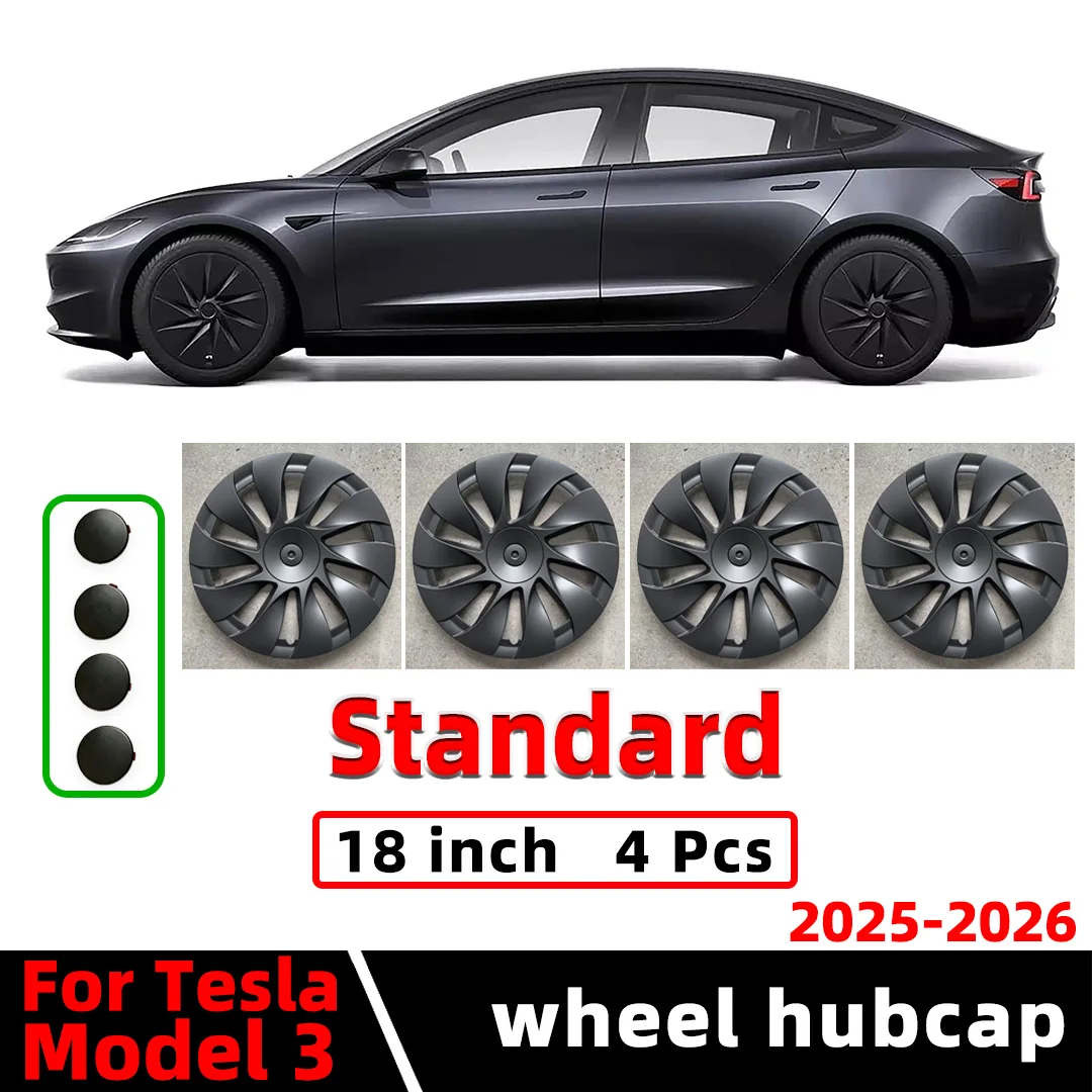 4pcs 18 inch Aero Wheel Cover Hubcap Rim Cap For 2025-2026 Tesla Model 3 Highland Standard Hub Cap Upgrade Tuning Accessories