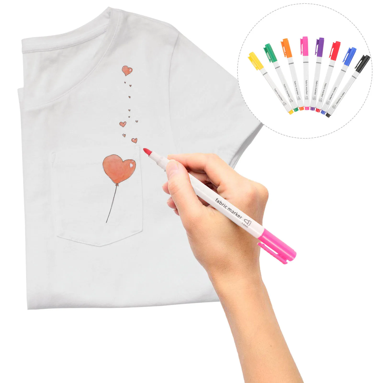 8Pcs Colorful Fabric Markers Lightweight Plastic Tips Easy-to-Use for T-Shirts DIY Graffiti Household Craft Paint Supplies