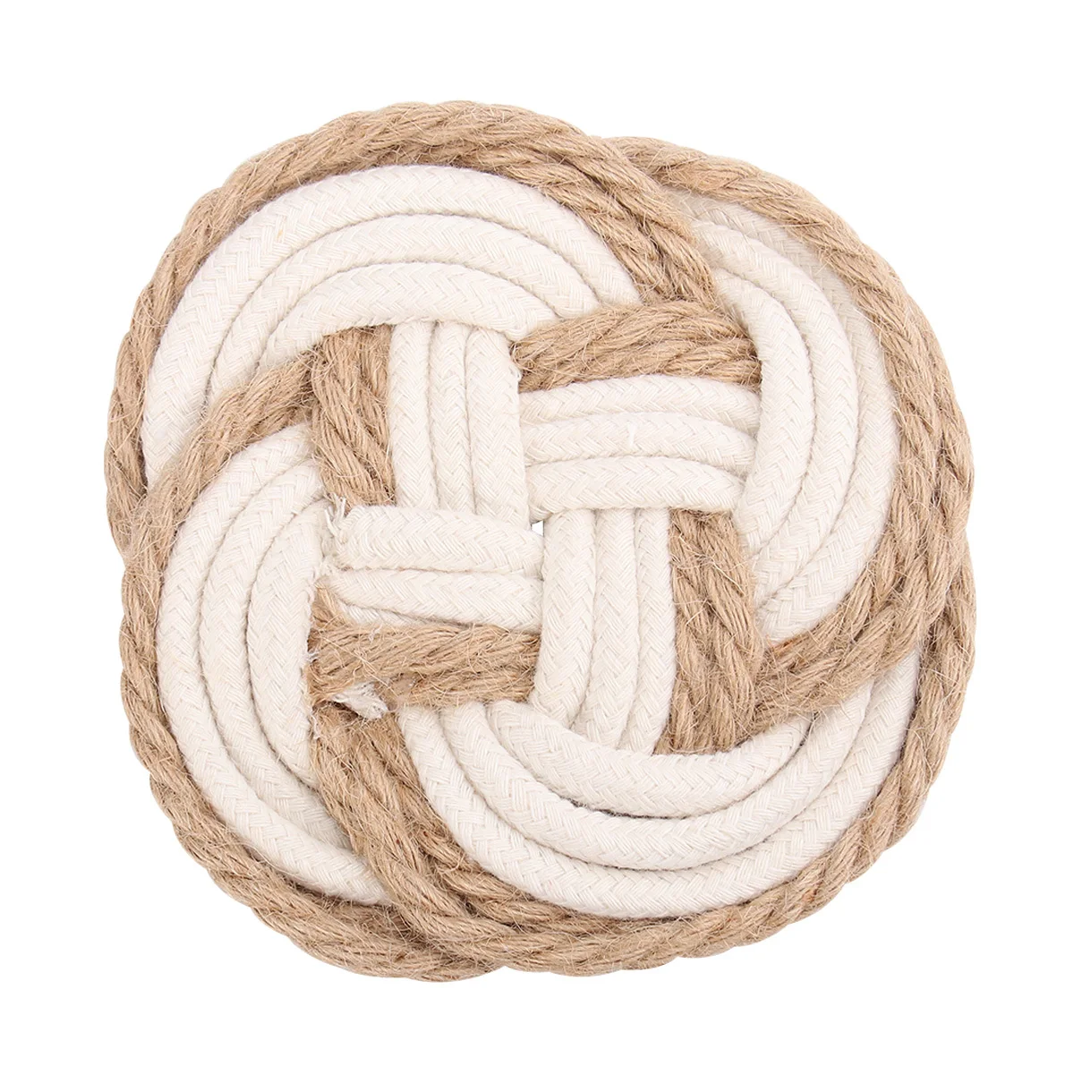 

Cotton Thread Weave Coaster Non-Slip Placemats Round White Brown Hot Insulation Pad Tableware Mat Decorative Cup Mat for Home