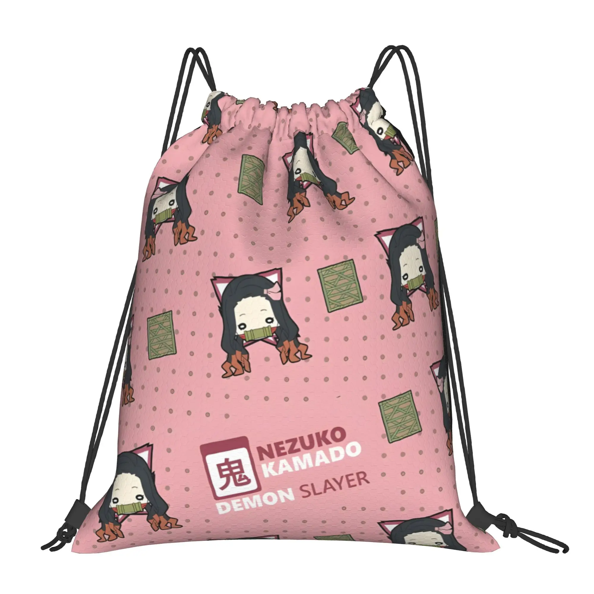 1 pc Nezuko Sticker Demon Slayer Kawaii Drawstring Bags Sports Shoe Clothes Storage Multi-function Teen Portable