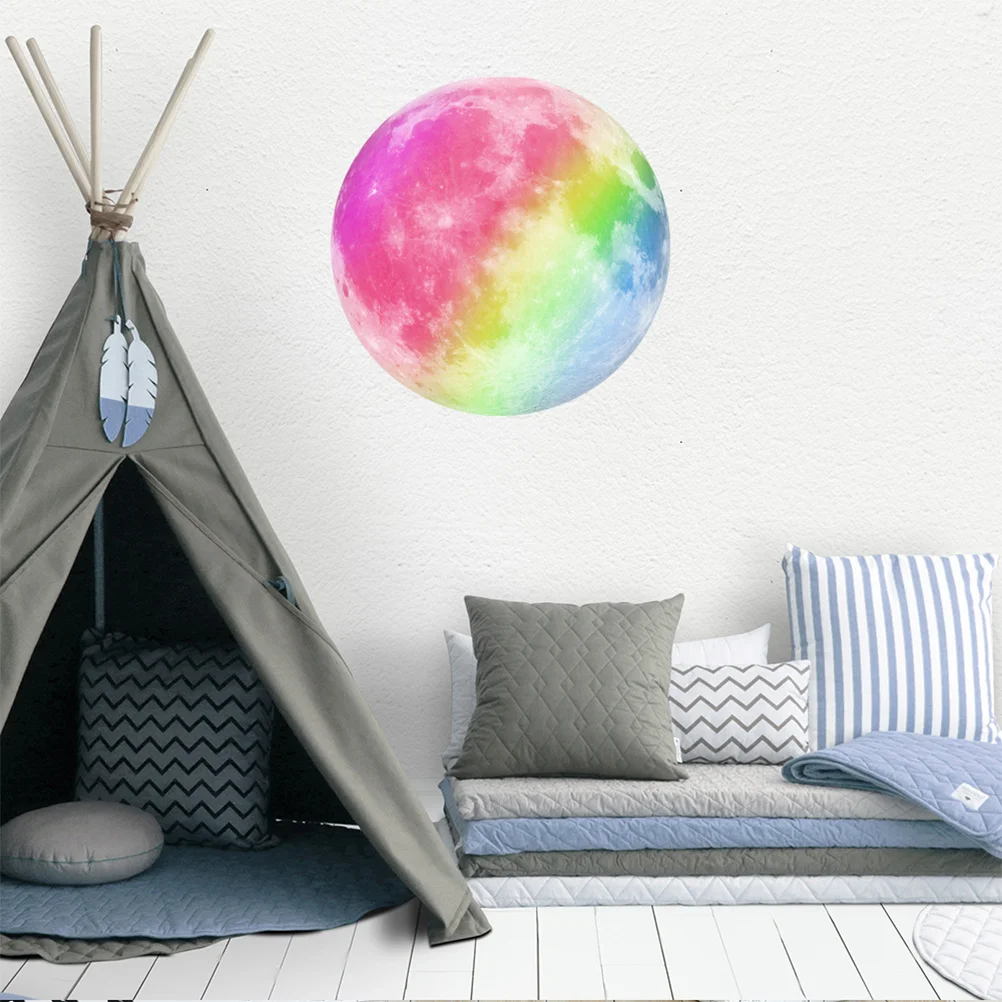 

30Cm Moon Shaped Wall Stickers Luminous Glow Design Easy Apply Remove Decals for Windows Tiles Doors Home Hotel Decoration