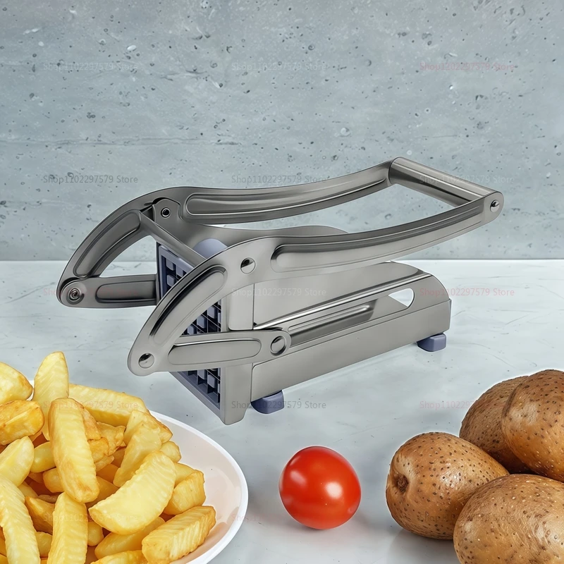 ماكينة تقطيع البطاطس السريعة متعددة الوظائف مع شفرتين، ماكينة تقطيع يدوية محمولة من الفولاذ المقاوم للصدأ