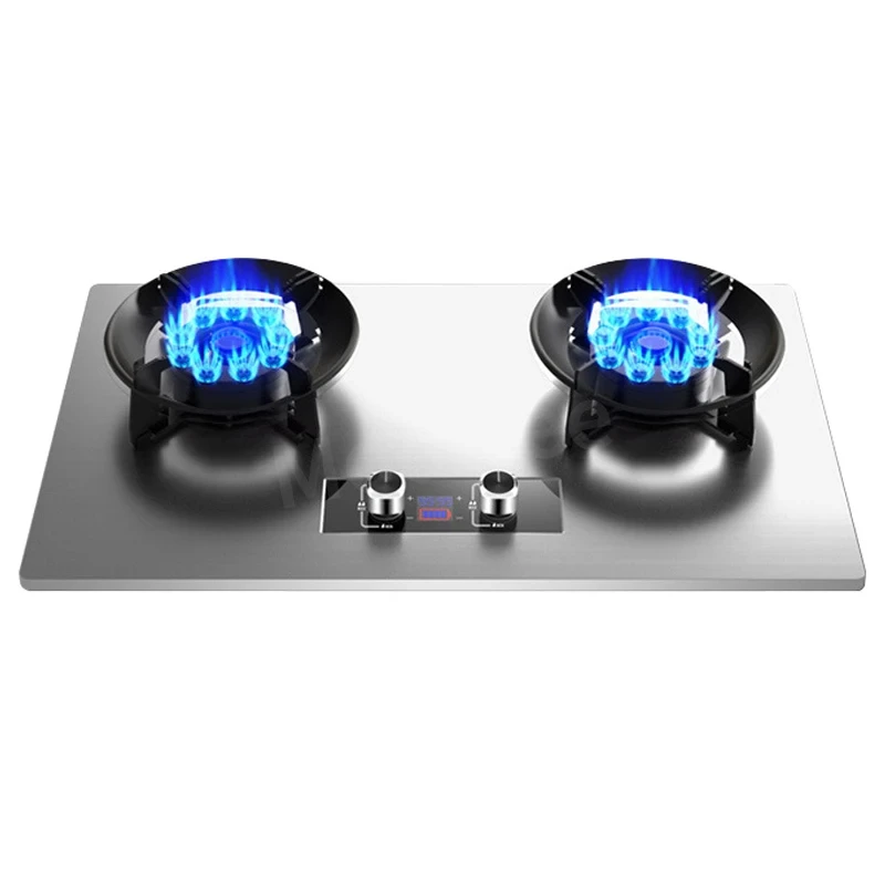 8.5Kw Gasfornuis Dubbele Kachel Huishoudelijk Ingebouwd Aardgas Vloeibaar Gas Timing Kachel Fierce Fire Stove Desktop Dual Use Keuken