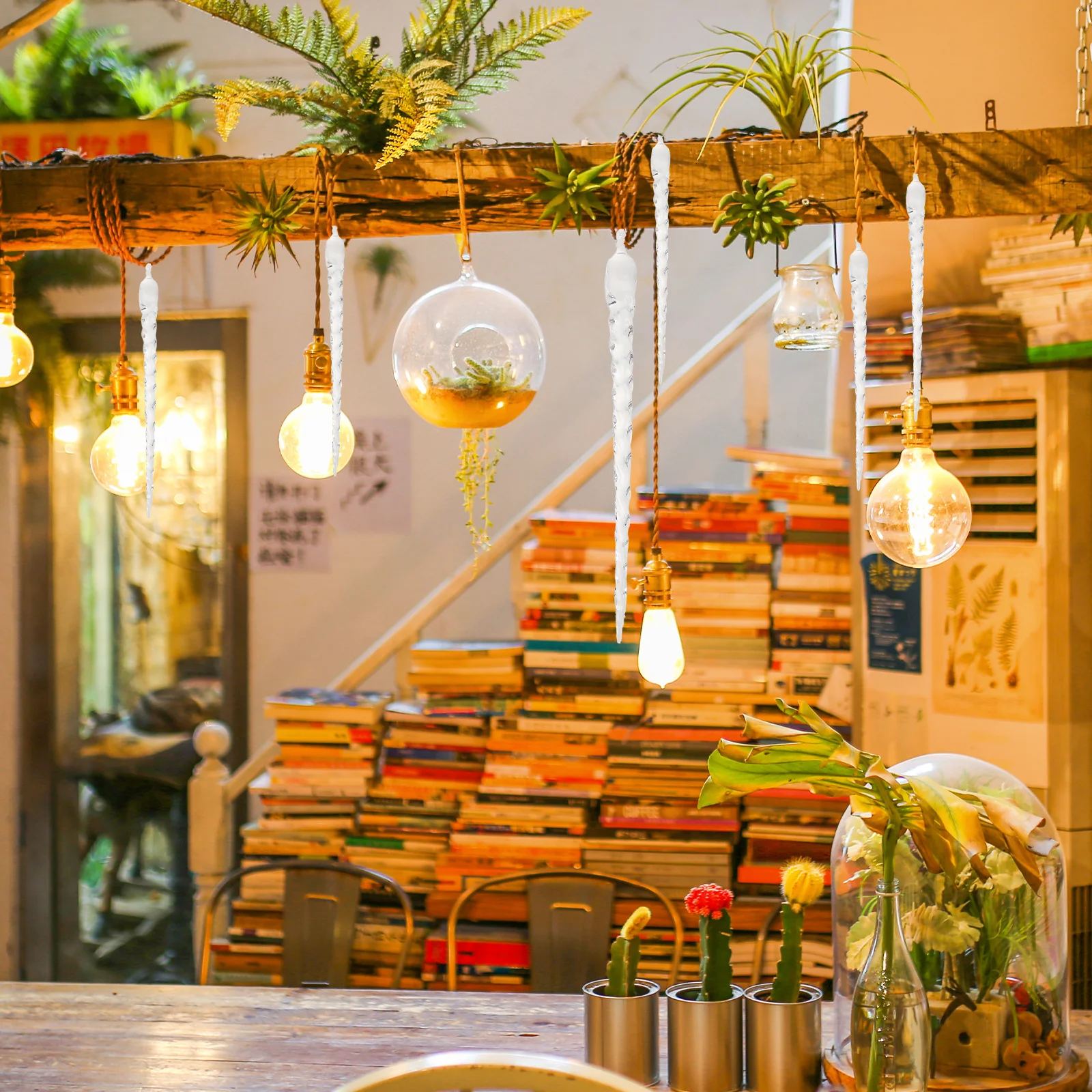 

13Pcs Ice Crystal Lights Creative Icicle Hanging Decor Winter Wonderland Party Ornament Set for Home Garden Wedding Icicle