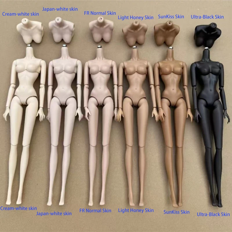 New LULY Doll Body 6 Skin Tones Joints Movable With Replacement Chest 1/6 Supermodel Body Parts Removable For Babi/IT Doll Head