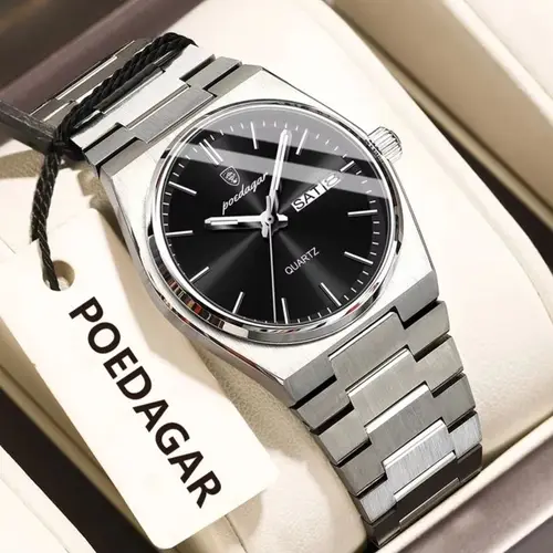 Imagen 2 del producto POEDAGAR-Reloj elegante para mujer, con fecha y semana, resistente al agua, luminoso, de cuarzo, de acero inoxidable, a la moda