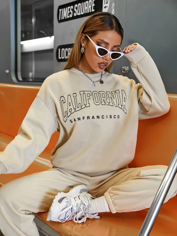 California Sanfrancisco Letter Prints Woman Pullover All-math Trend Long Sleeves Creativity Vintage Clothes Street Womens Hoodie