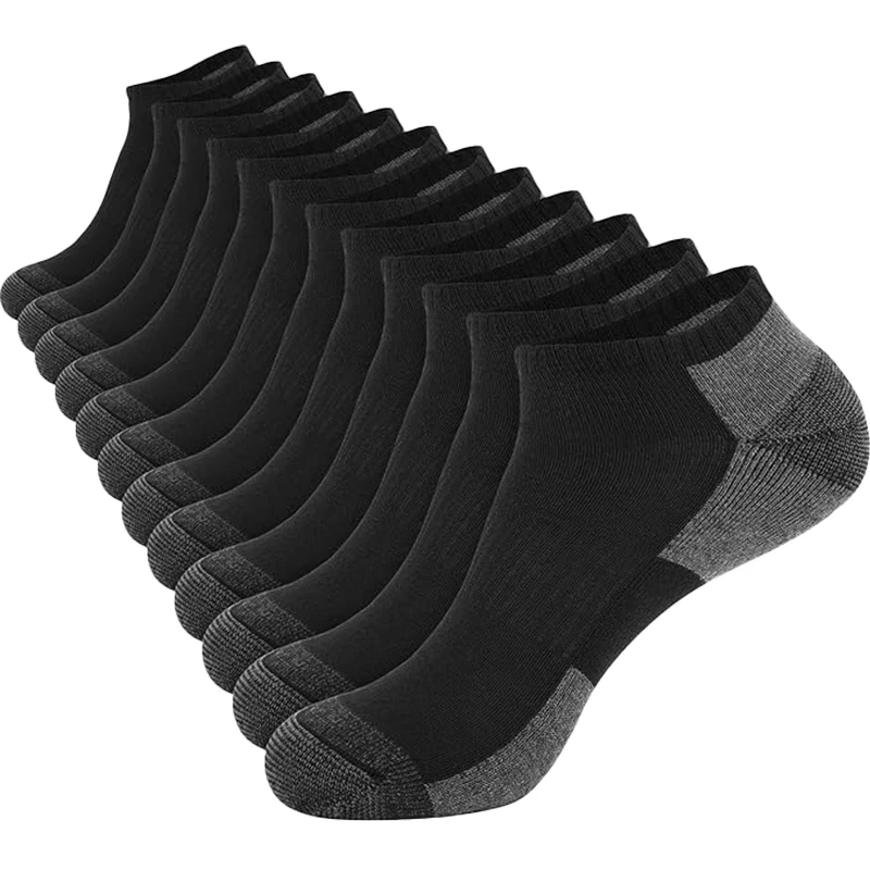 10 Paar gepolsterte Laufsocken für Herren, atmungsaktive, niedrig geschnittene Söckchen mit verstärktem Absatz für sportliche Freizeit