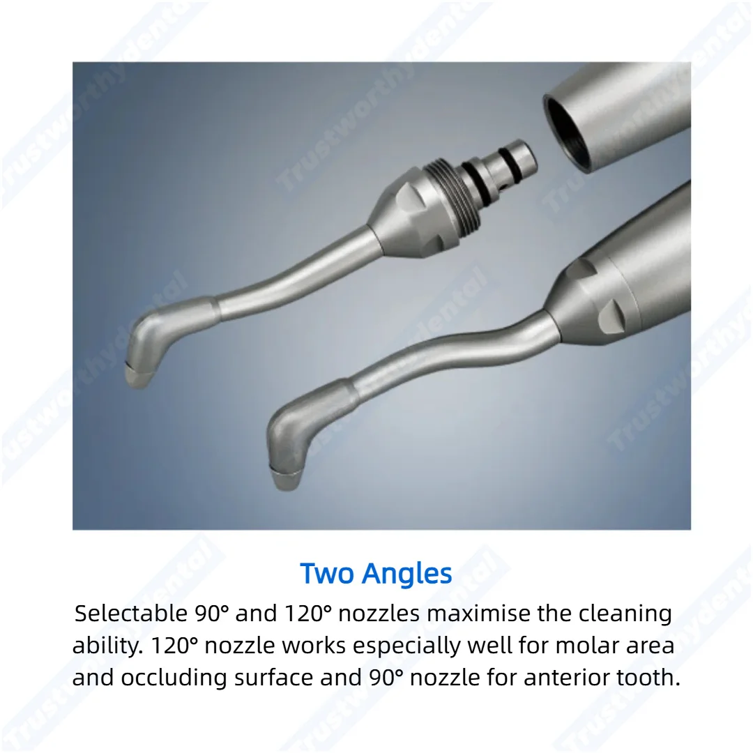 فوهة بديلة NSK Prophy Mate Neo للأسنان، طرف ملمع الهواء لنظام NEO NSK Prophy Mate 90 °    120 °   مجموعة الزوايا المتوافقة