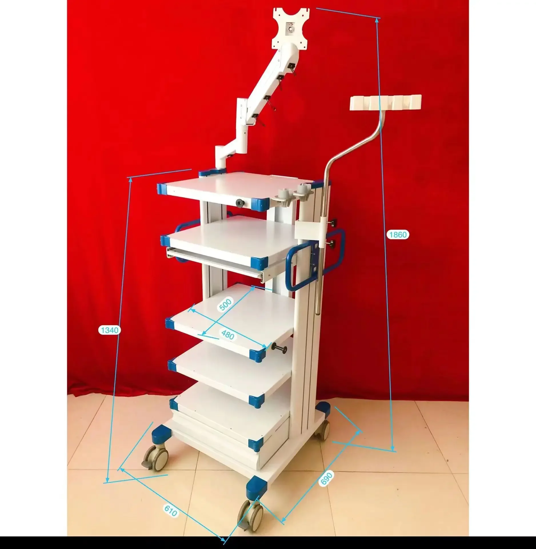 OYLP Medical Furniture Endoscope Trolley Endoscopic Tower for Laparoscopy Durable Metal Endoscopy Camera System