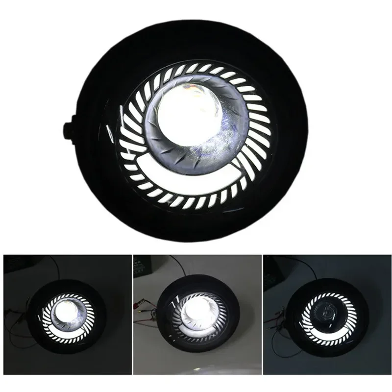 Motorcycle Spiral White Light Side Mount Circle Headlight For Cafe Racer Bobber Bike