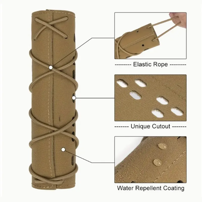 Tactical Airsoft Suppressor Cover 7" Gun Shooting Muffler Sleeve 500D Nylon Airsoft Barrel Protector Cover for Hunting Shooting view 5