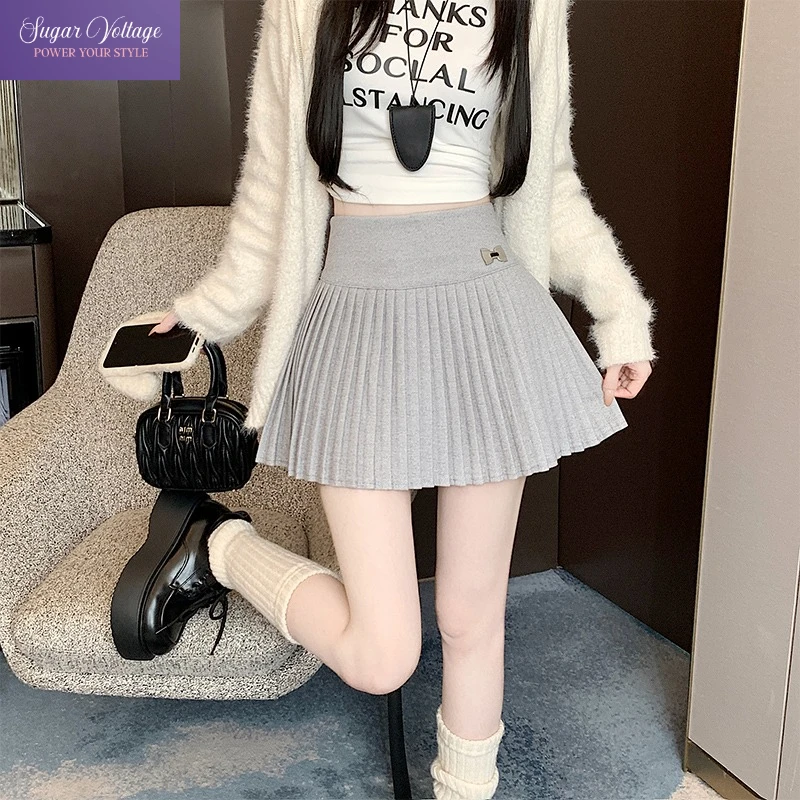 

Японская милая плиссированная юбка, женская мини-юбка трапециевидной формы с высокой талией и бантом, женская уличная одежда Y2K, милая сексуальная юбка, зима-осень, низ