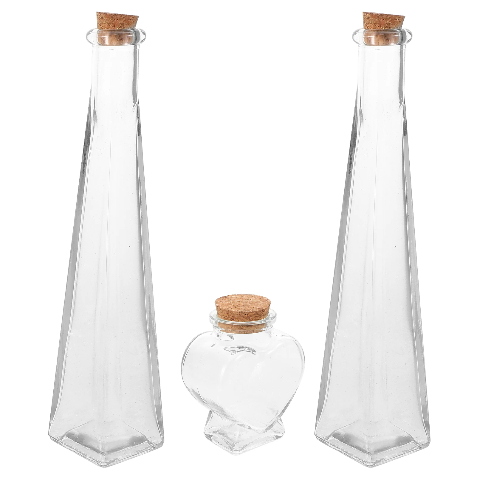 

3Pcs Wedding Sand Ceremony Set Small Glass Bottles DIY Wish Bottles Decorative Glass Containers for Wishing Message Storage
