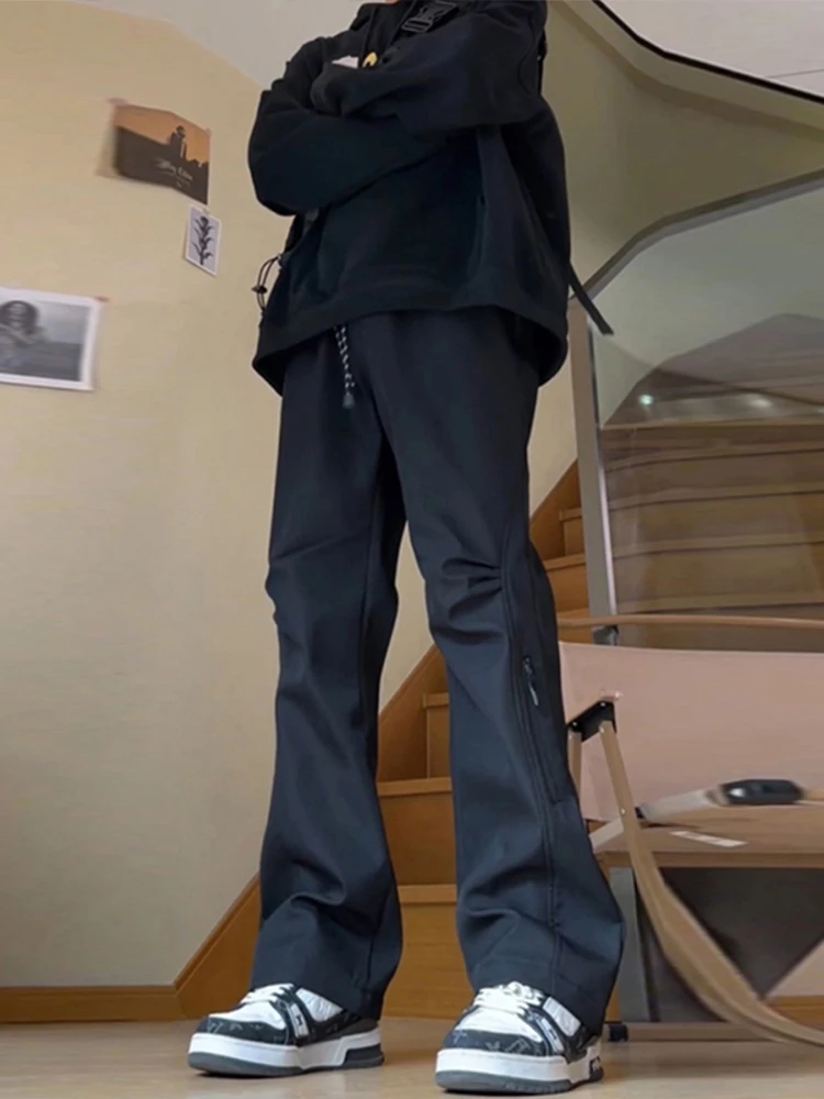 

Мужские уличные брюки для походов, на флисовой подкладке, водонепроницаемые (защита от ливня), прямого кроя, повседневные рабочие брюки